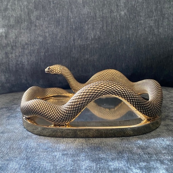 🐍 Bath & Body Works Gold Mirror Snake Body Care Vanity Decor Tray BRAND NEW 🐍 - Picture 3 of 12
